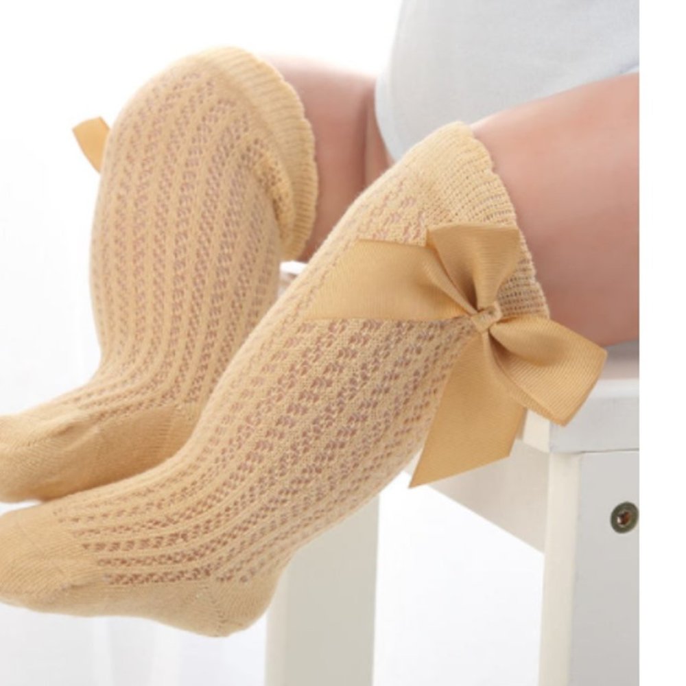 Tan Easter Baby Toddler Socks Beige Gold Thighs Knee socks outfit Easter socks